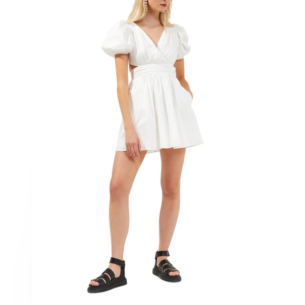 French Connection White Rhodes Poplin V-Neck Dress